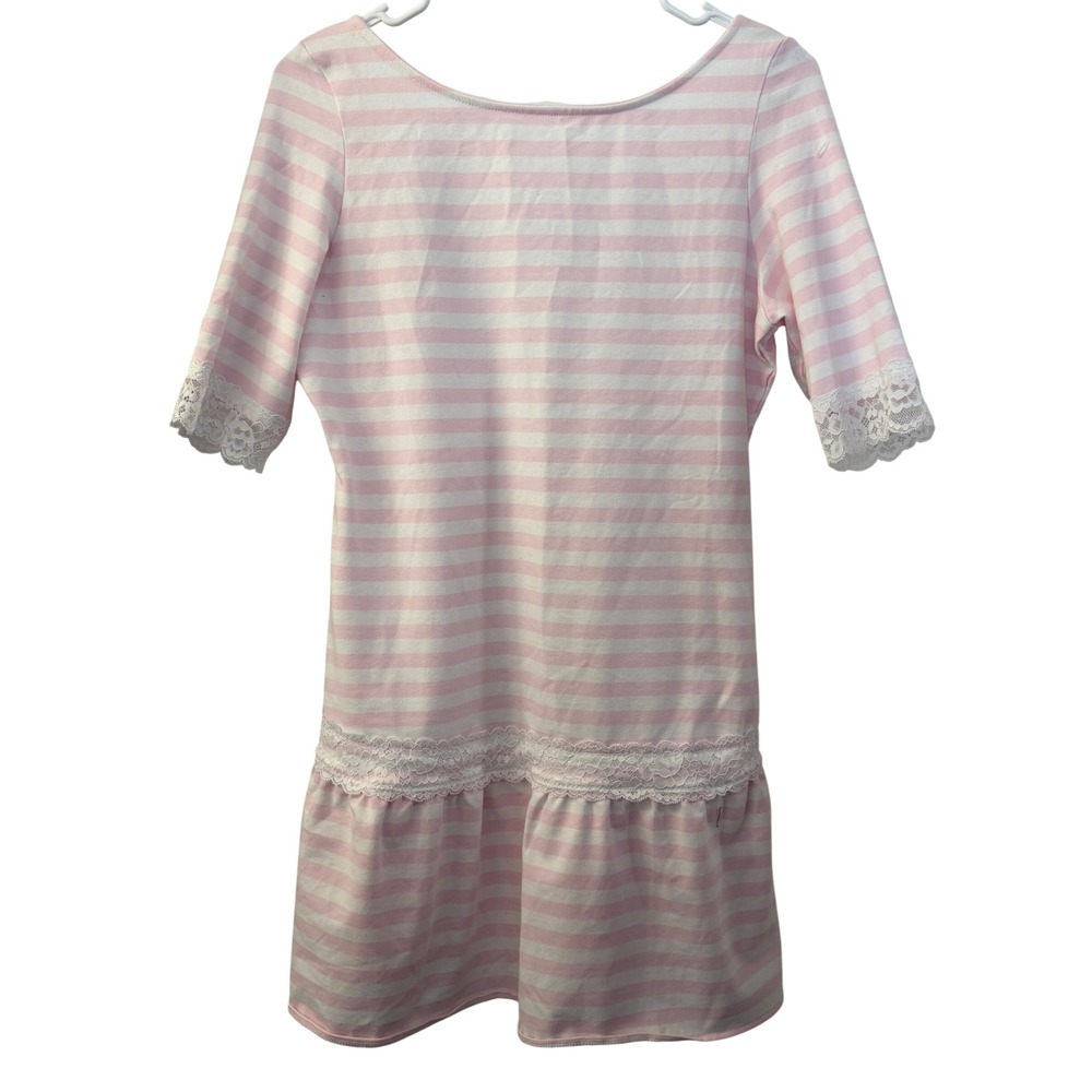 Victoria's Secret PINK Frankies Bikinis Pink Striped Lace Mini Dress Large NEW